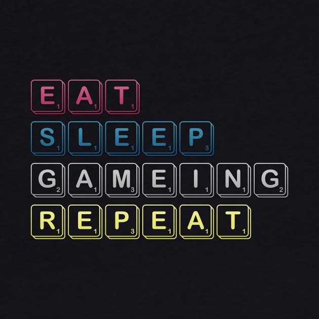 Eat Sleep Gaming Repeat Funny Meme Tee by DarkTee.xyz